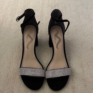 Nina Black Heels with Sparkling Strap